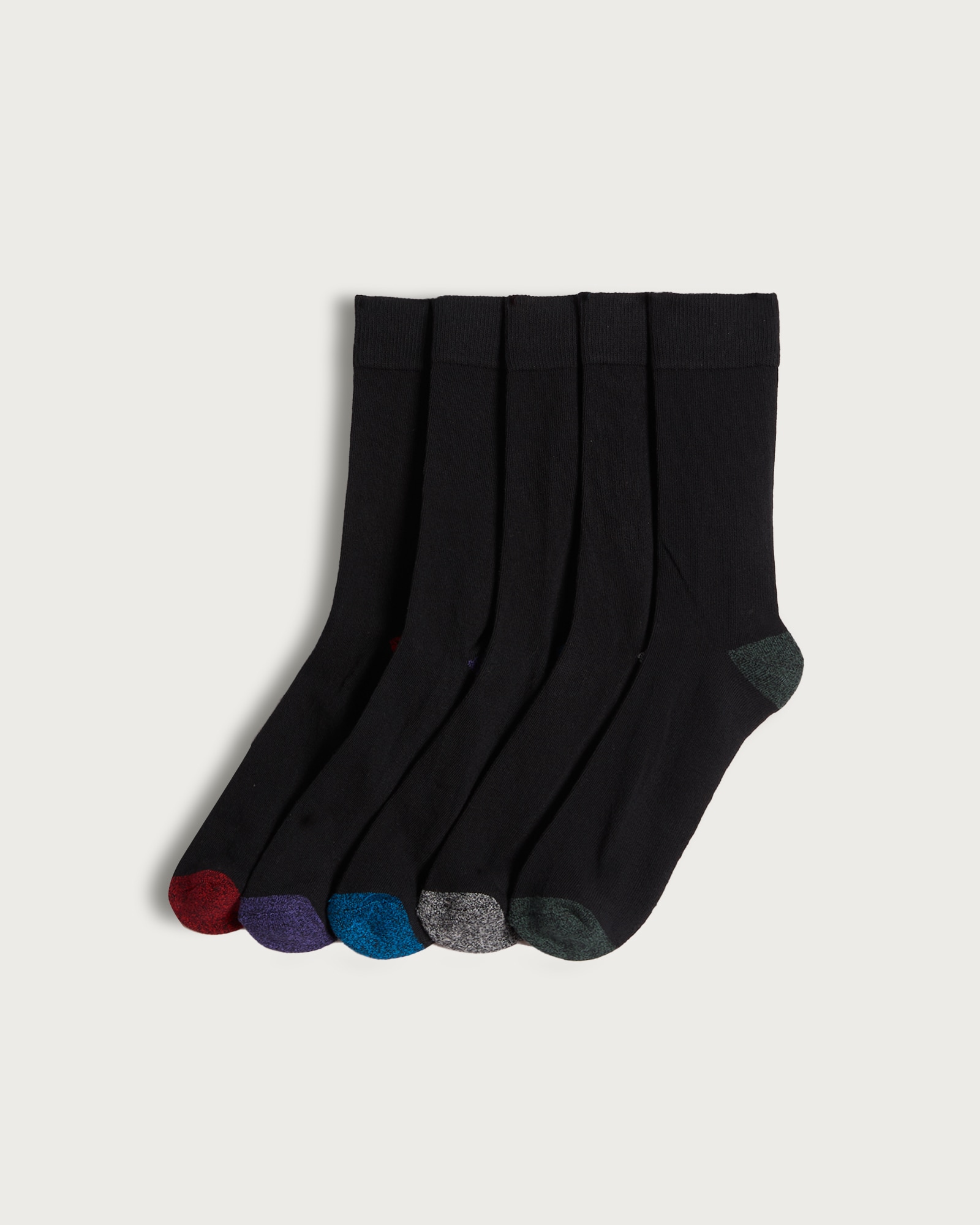F&F 5-Pack Cotton Rich Contrast Toe Ankle Socks in Black
