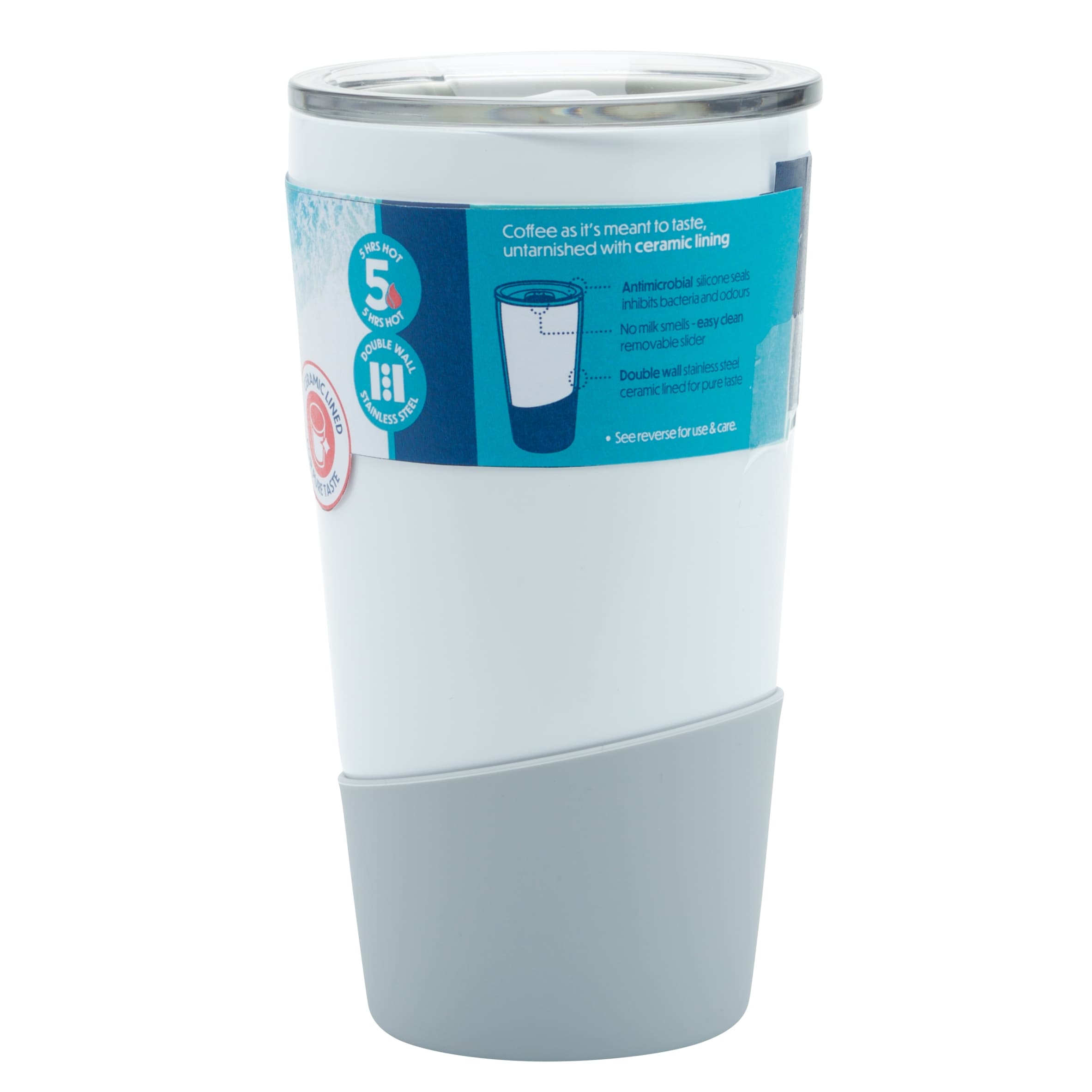 Smash White/ Grey Stainless Steel Barista Cup 355ml thumbnail 2