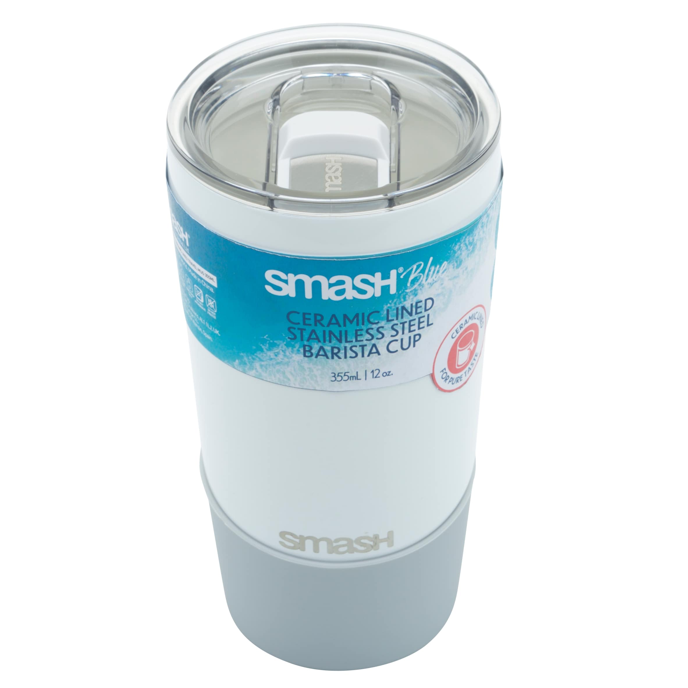 Smash White/ Grey Stainless Steel Barista Cup 355ml thumbnail 3