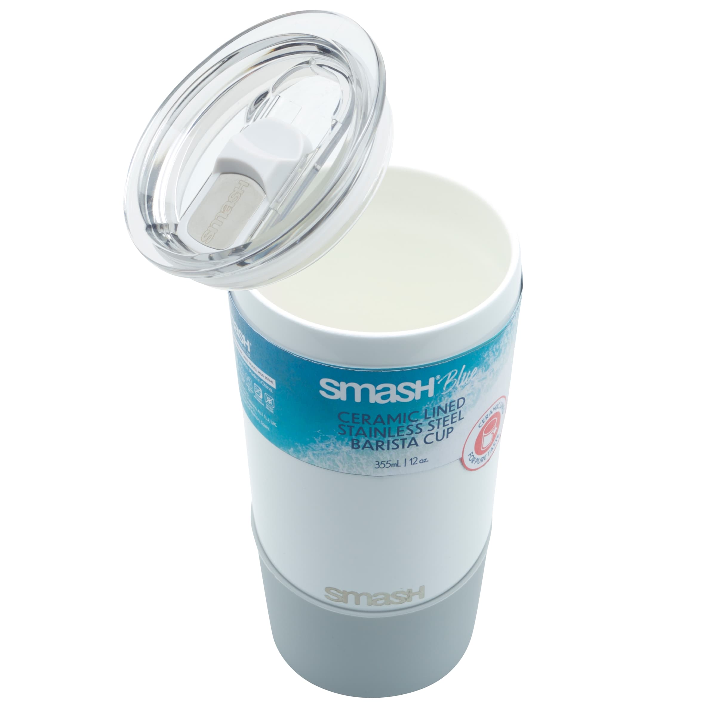 Smash White/ Grey Stainless Steel Barista Cup 355ml thumbnail 4