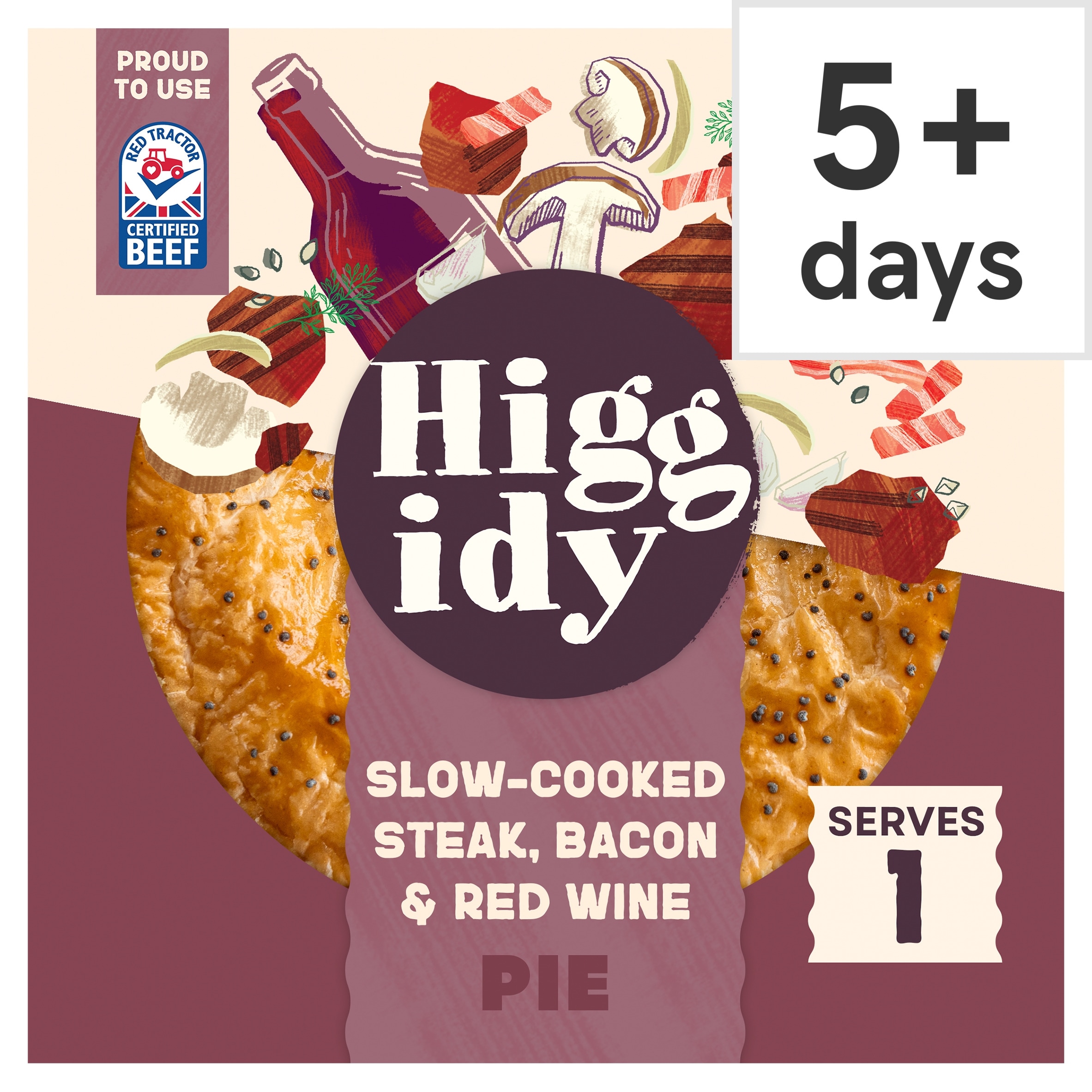 Higgidy Slow-Cooked Steak, Red Wine & Bacon Pie