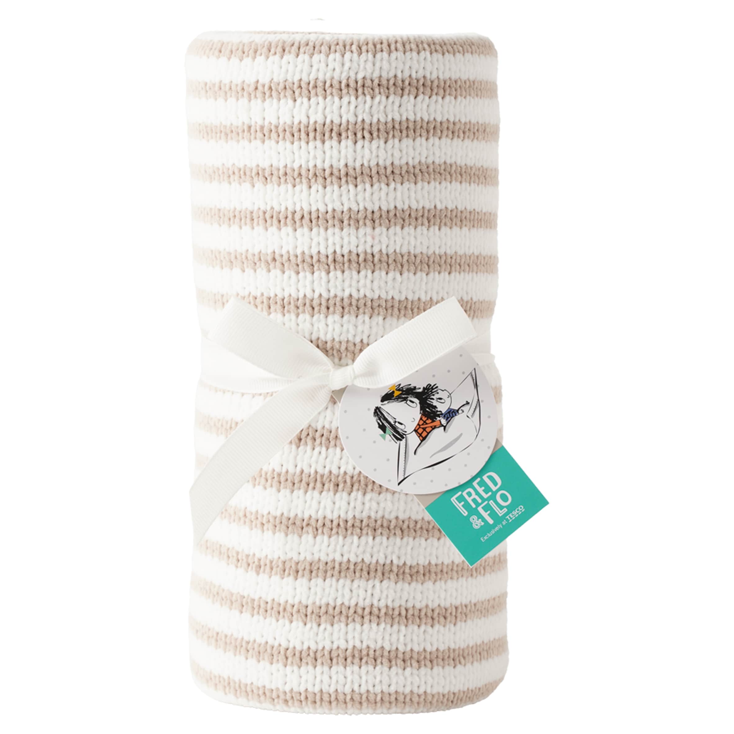 Fred & Flo Striped Neutral Chenille Blanket