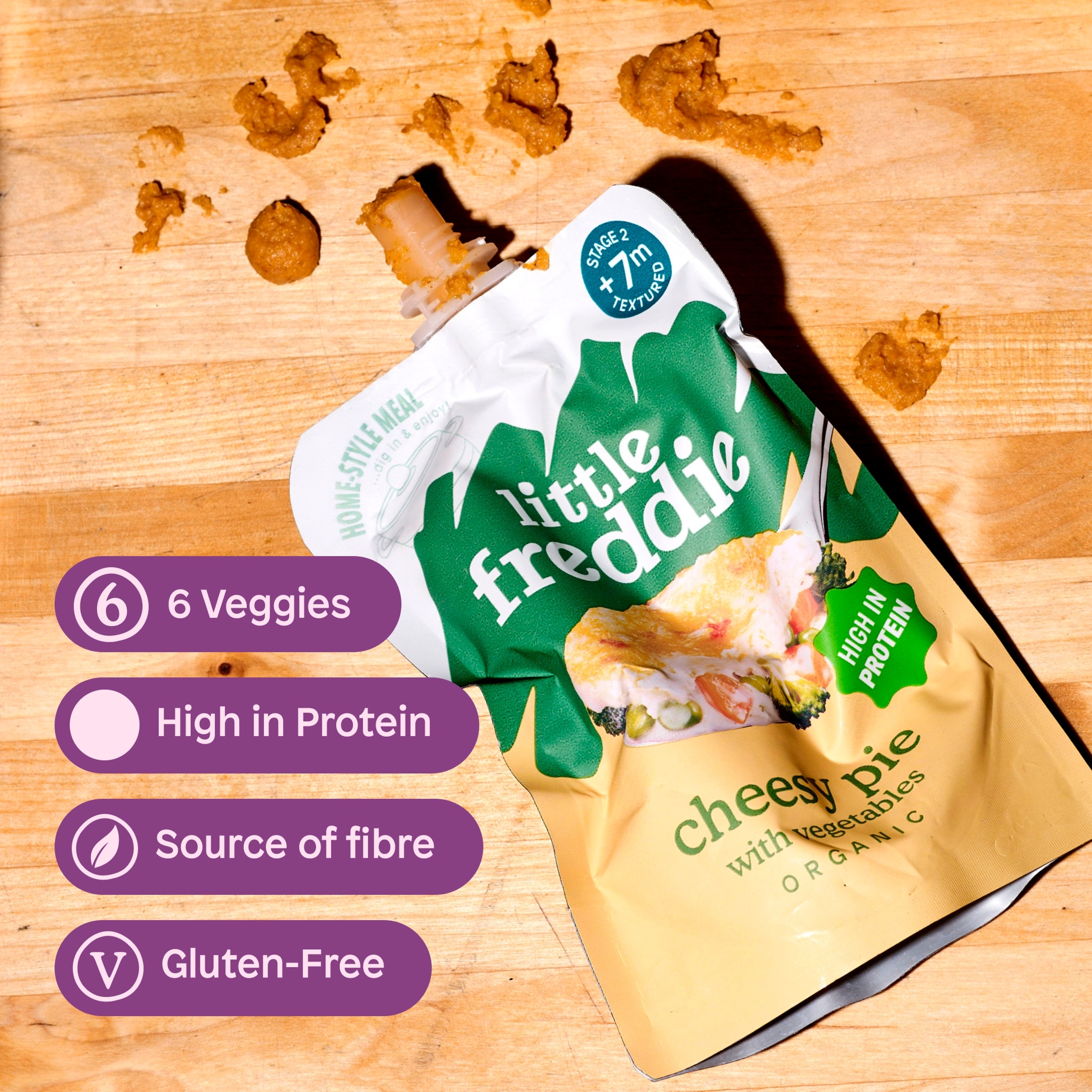 Little Freddie Organic Cheesy Pie with Vegetables Baby Food Pouch 7+ Months 130g thumbnail 5
