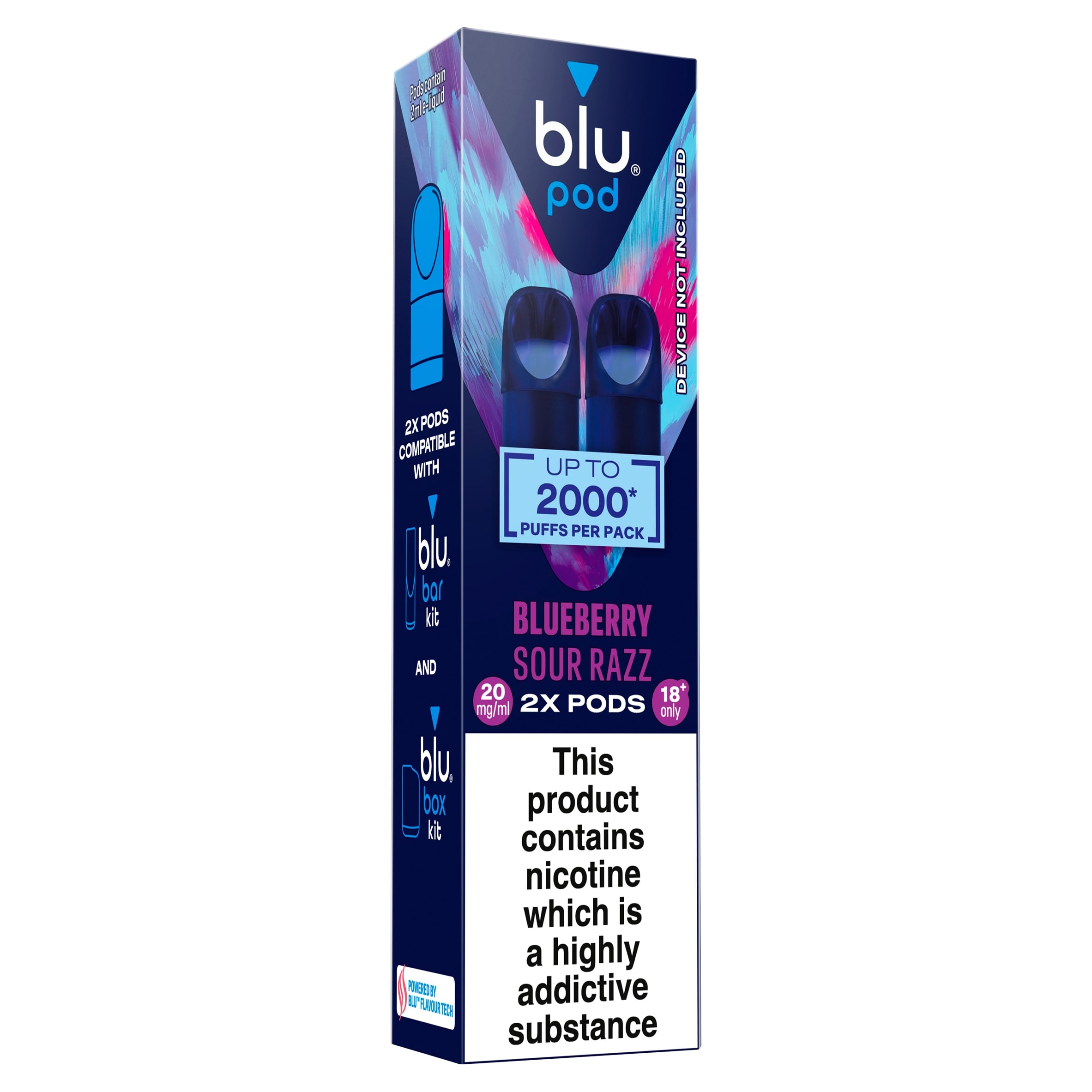 blu bar pod Blueberry Sour Razz 20mg/ml 2x 2ml thumbnail 2