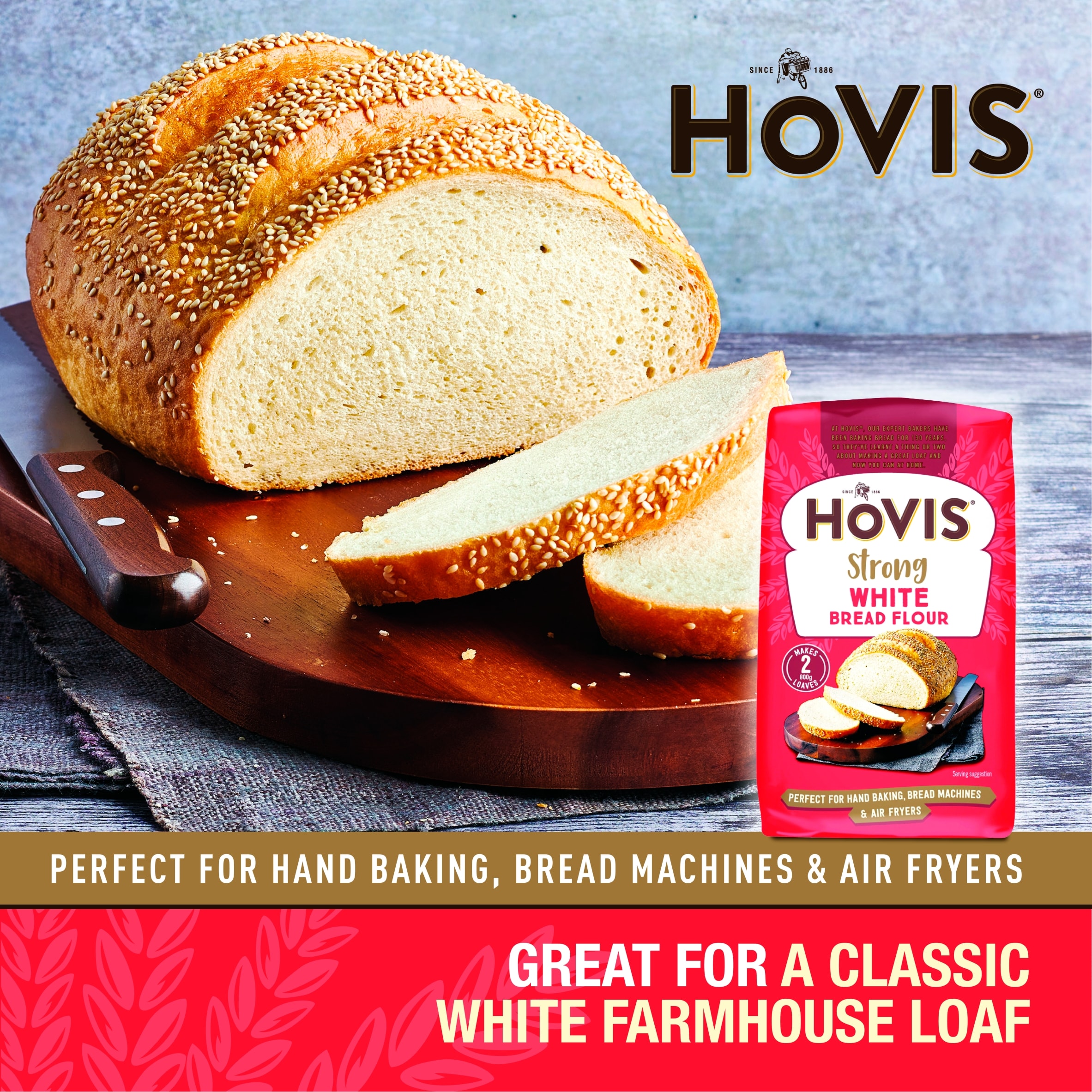 Hovis Baking Strong White Bread Flour 1kg thumbnail 2