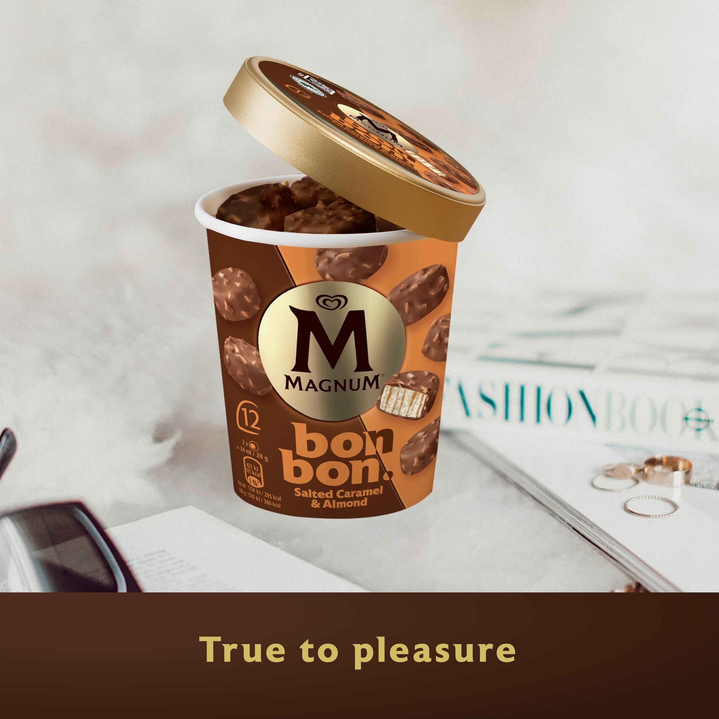 Magnum Bonbon Salted Caramel & Almond Ice Cream Frozen Snack 204ml thumbnail 4