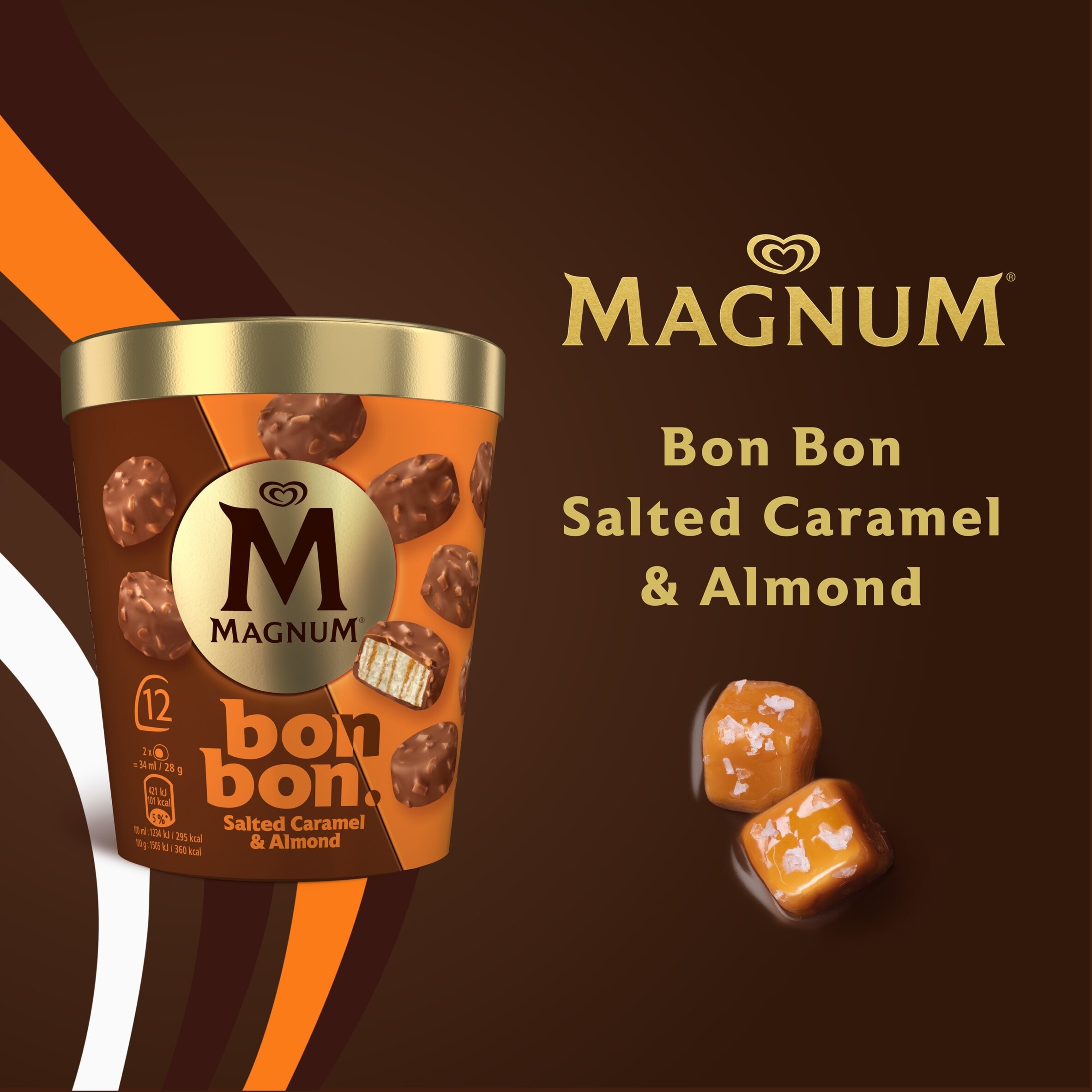 Magnum Bonbon Salted Caramel & Almond Ice Cream Frozen Snack 204ml thumbnail 5
