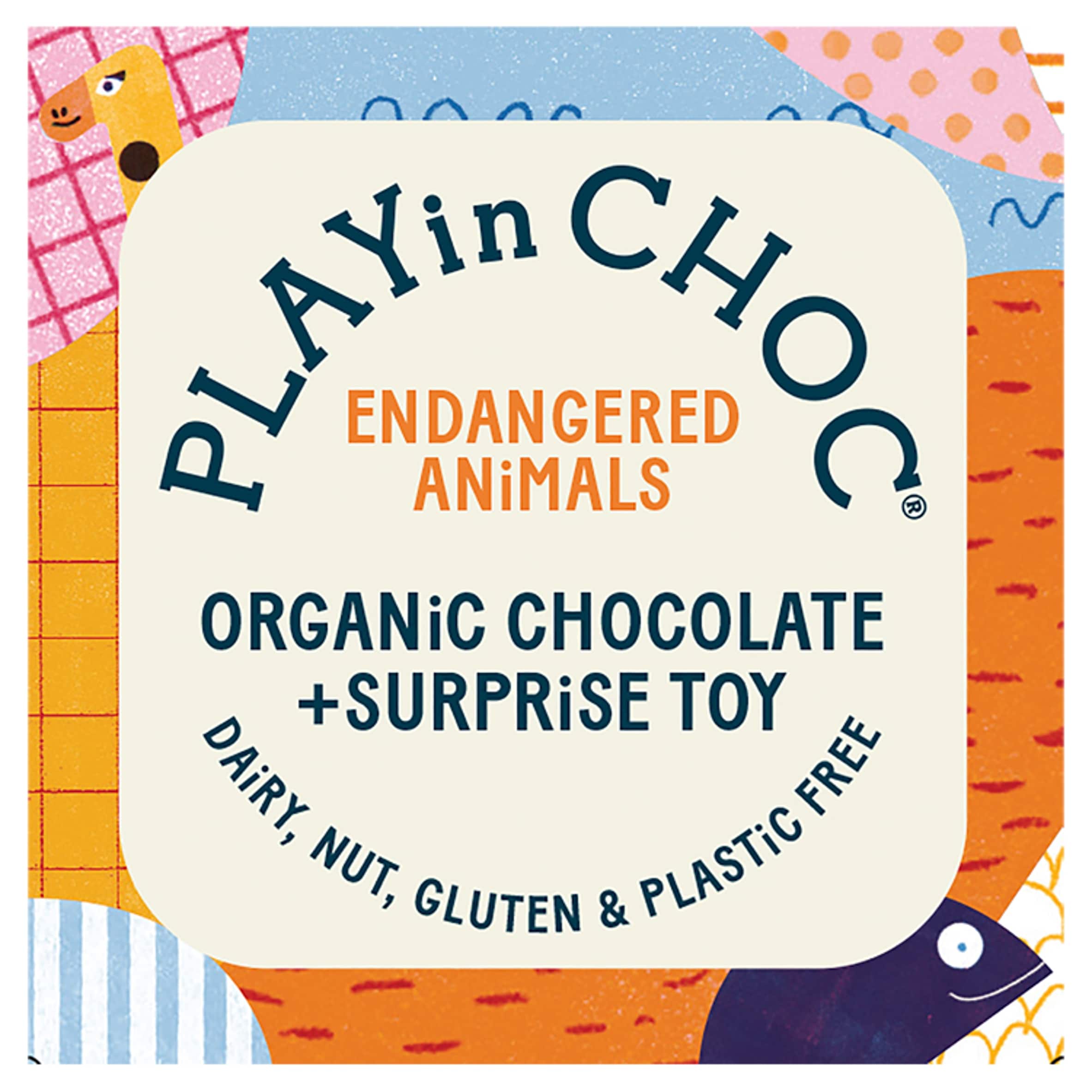PLAYin CHOC Toy Choc Box Endangered Animals Organic Chocolate & Surprise Toy