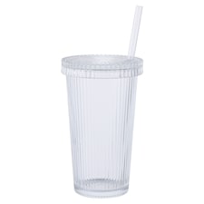 F&F Home Ribbed Glass Drinking Jar