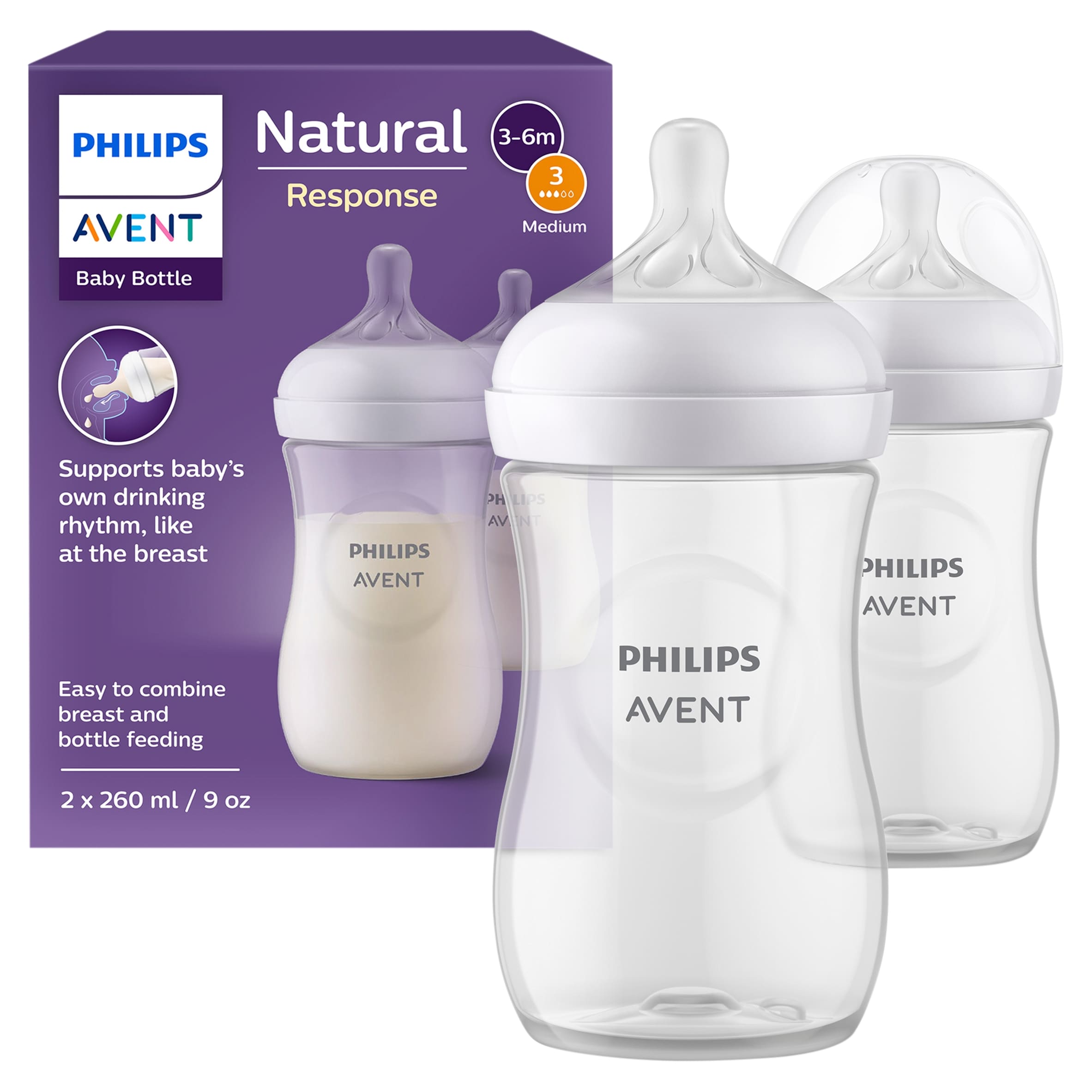 Philips Avent Natural Response Bottle 1m+ 2 x 260ml