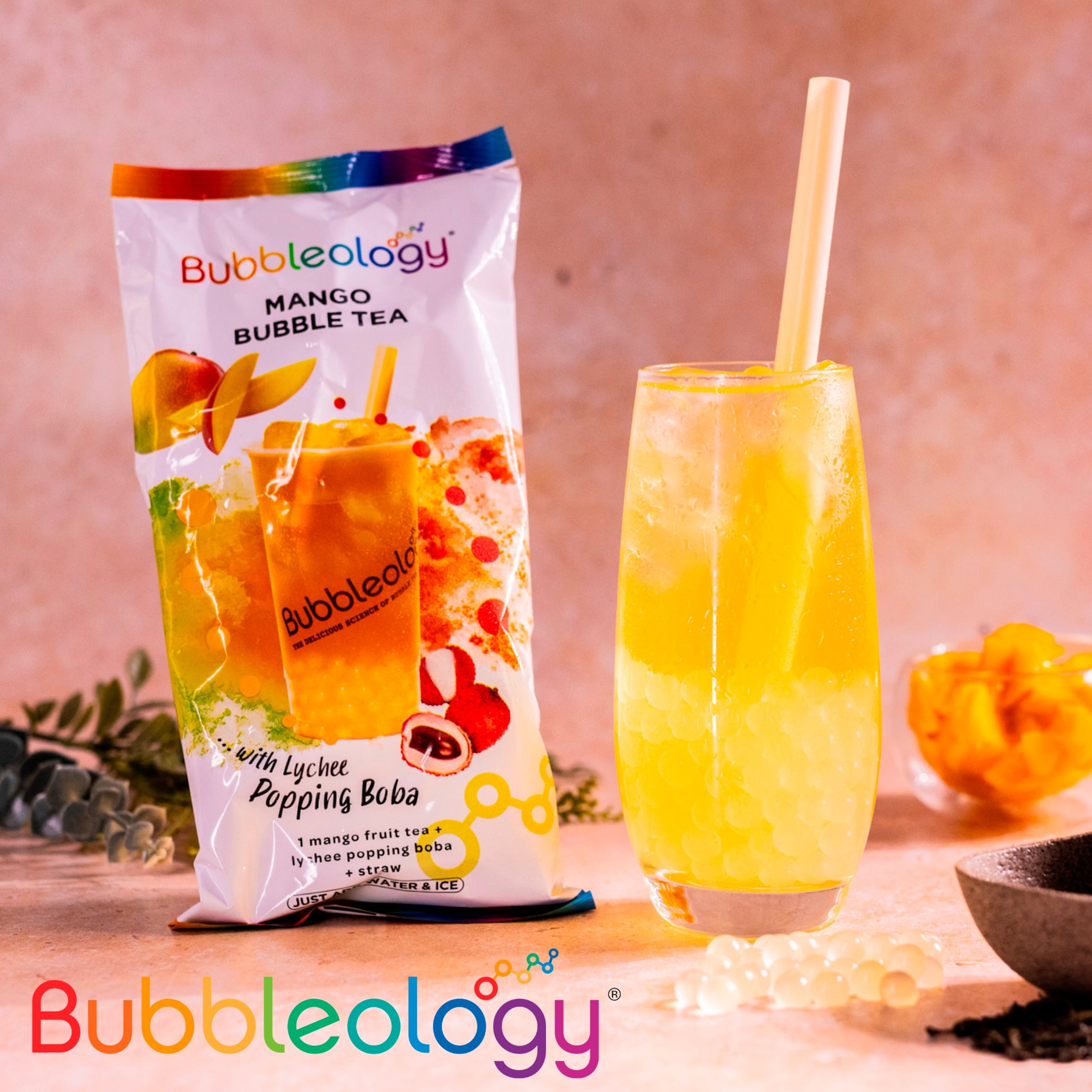 Bubbleology Mango Bubble Tea with Lychee Popping Boba 102.5g + 35ml thumbnail 2