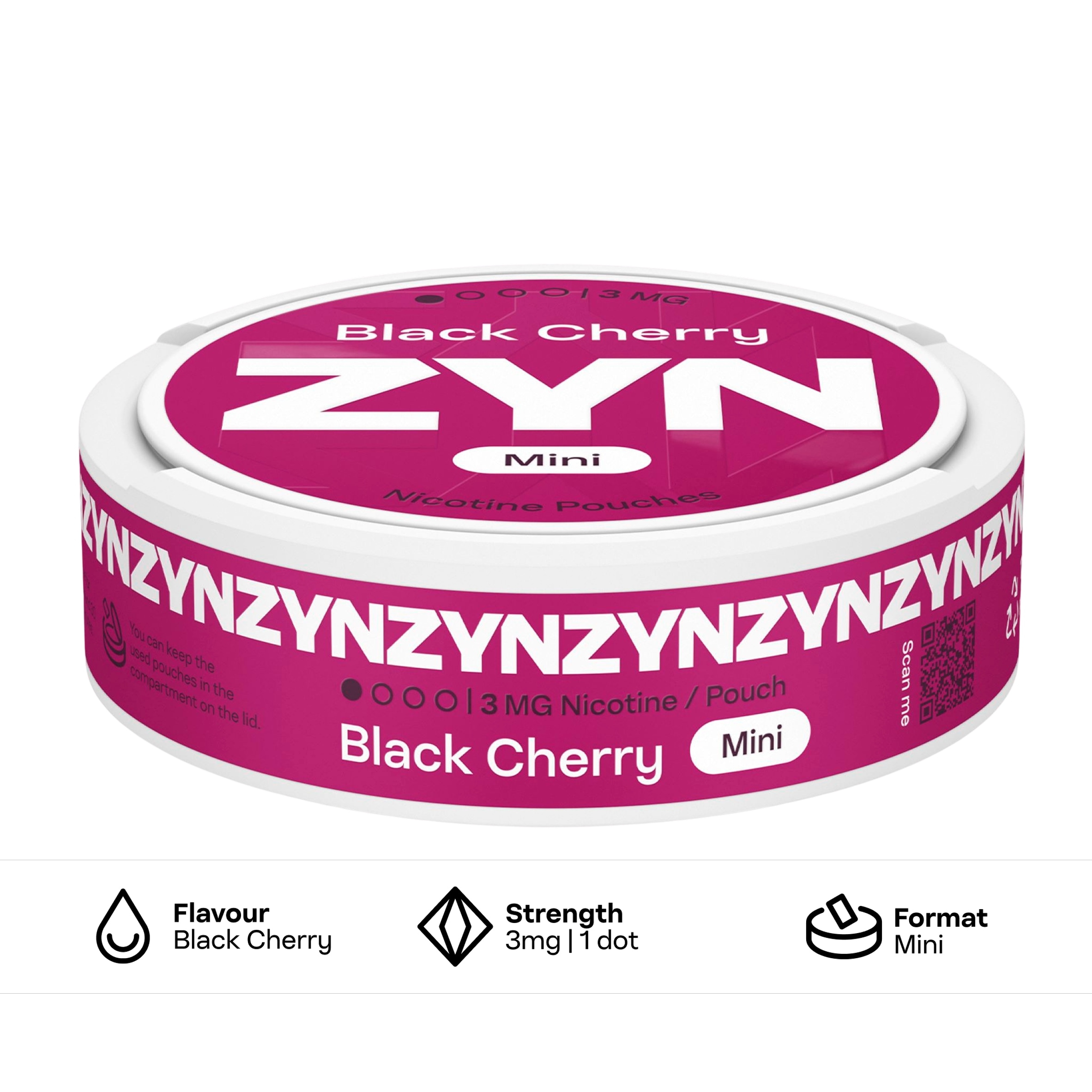 ZYN Black Cherry Nicotine 3mg x 20 Pouches 8g thumbnail 2