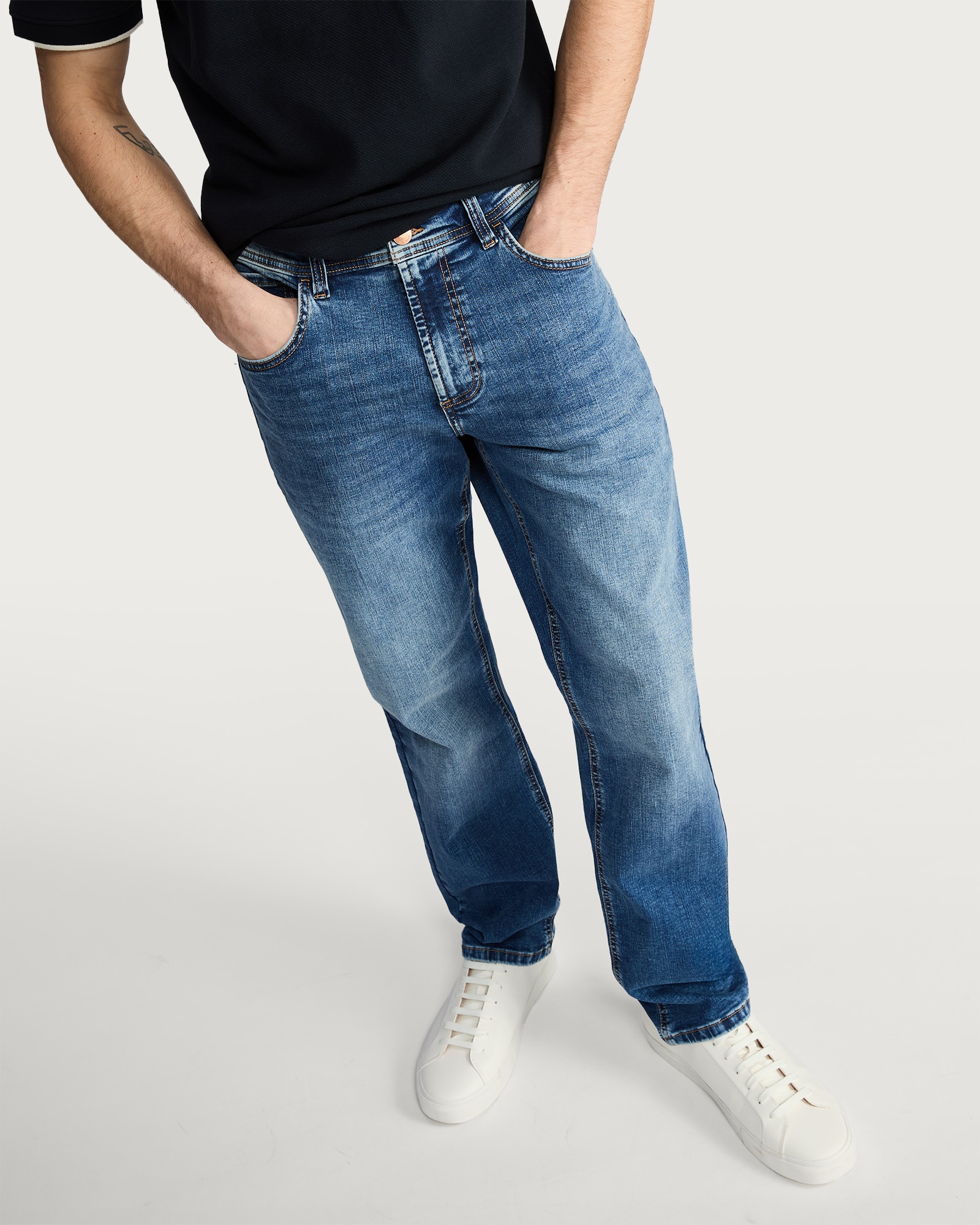 F&F FREEF!T® Straight Fit Cotton Rich Jeans in Blue thumbnail 2