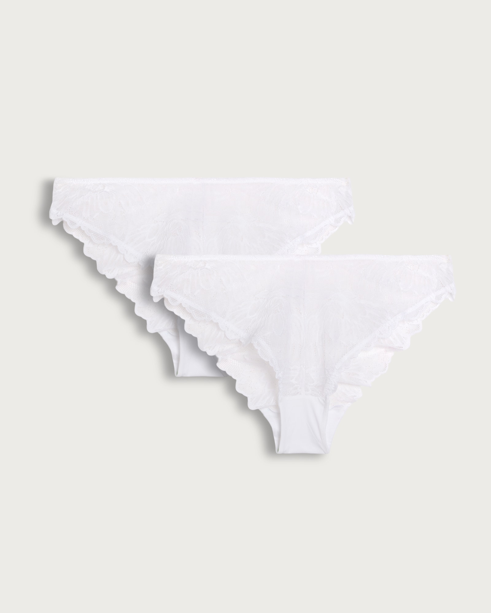 F&F 2-Pack Bikini Lace Knickers in White