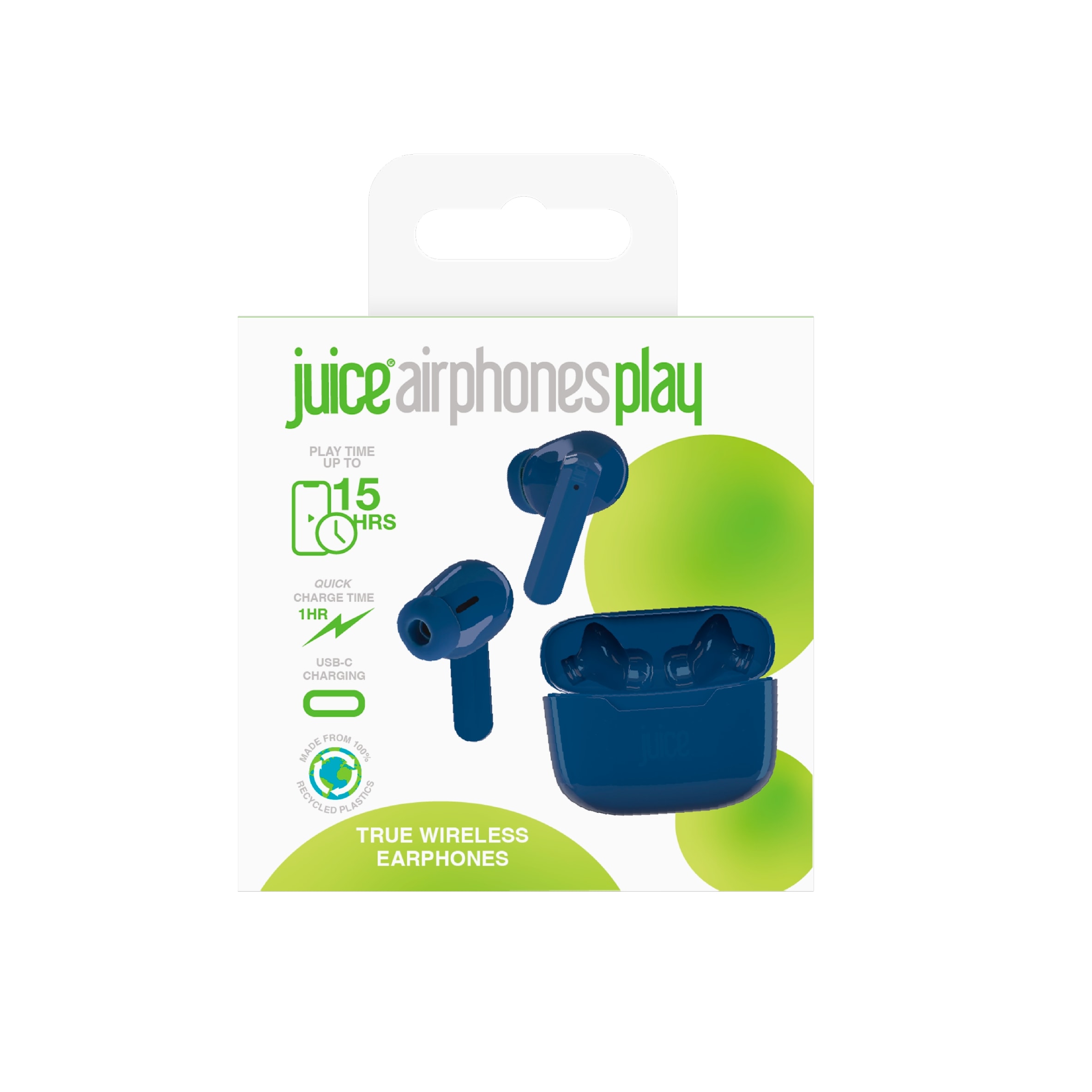 Juice Airphones Play True Wireless Bluetooth In Ear Headphones Blue