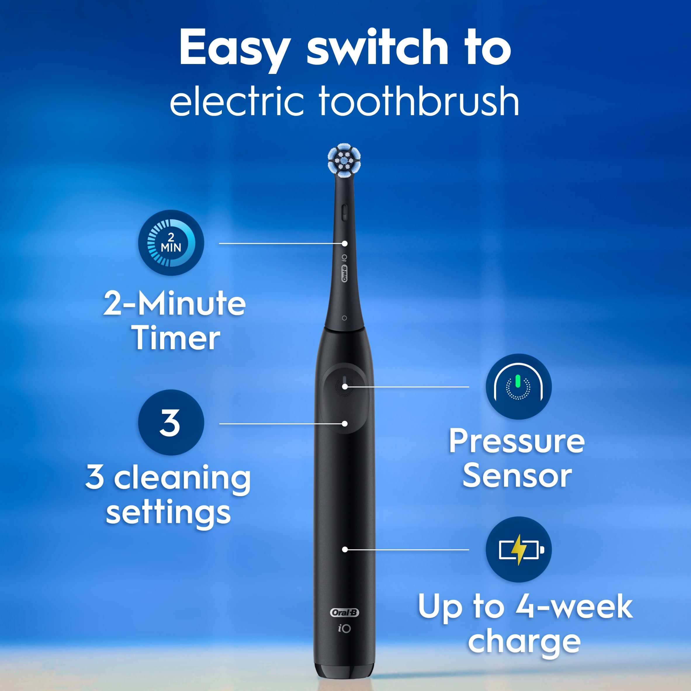 Oral-B iO Series 2 Clean & Care Black Electric Toothbrush & Travel Case thumbnail 3