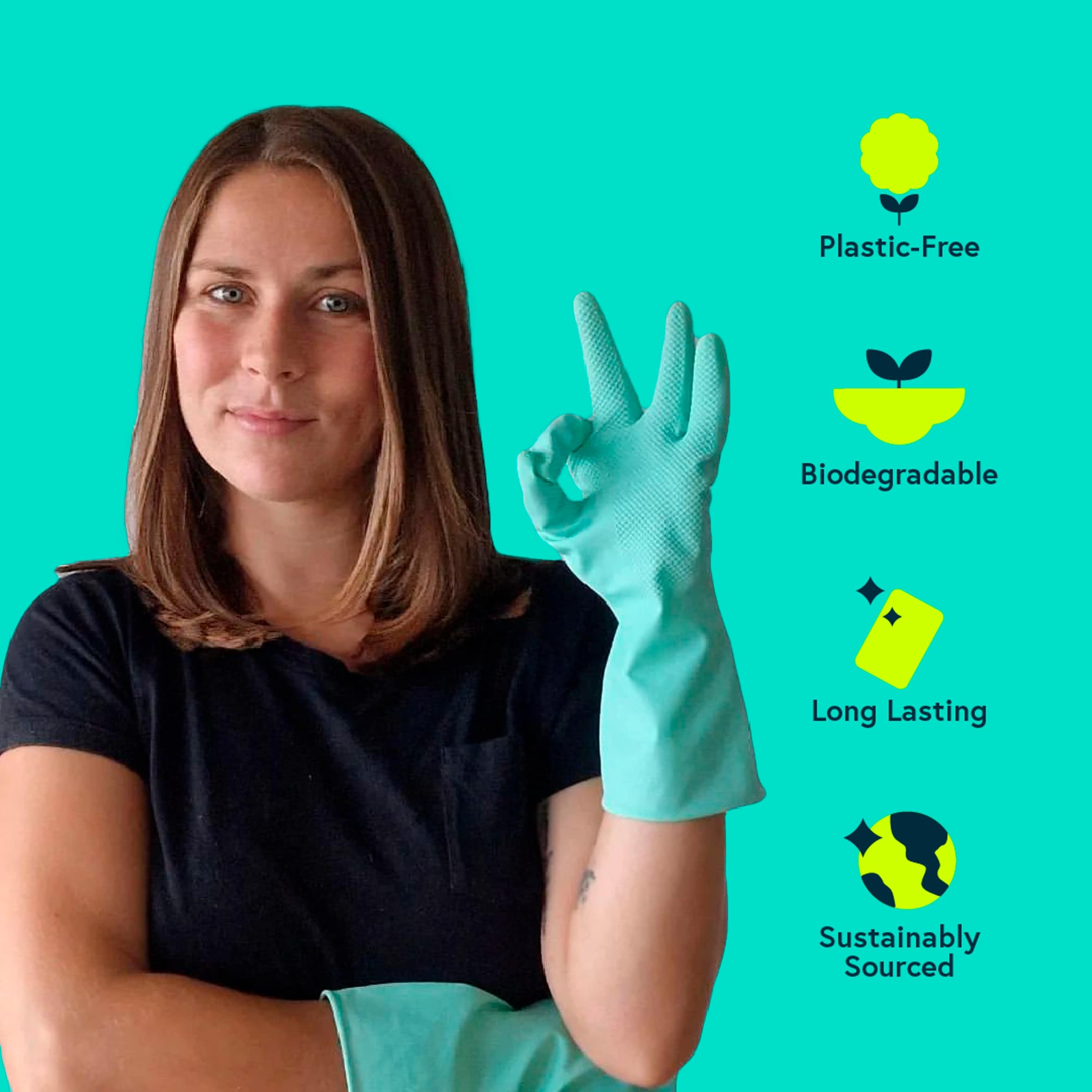 Seep Eco Rubber Gloves Medium Zero Plastic 1 Pair thumbnail 4
