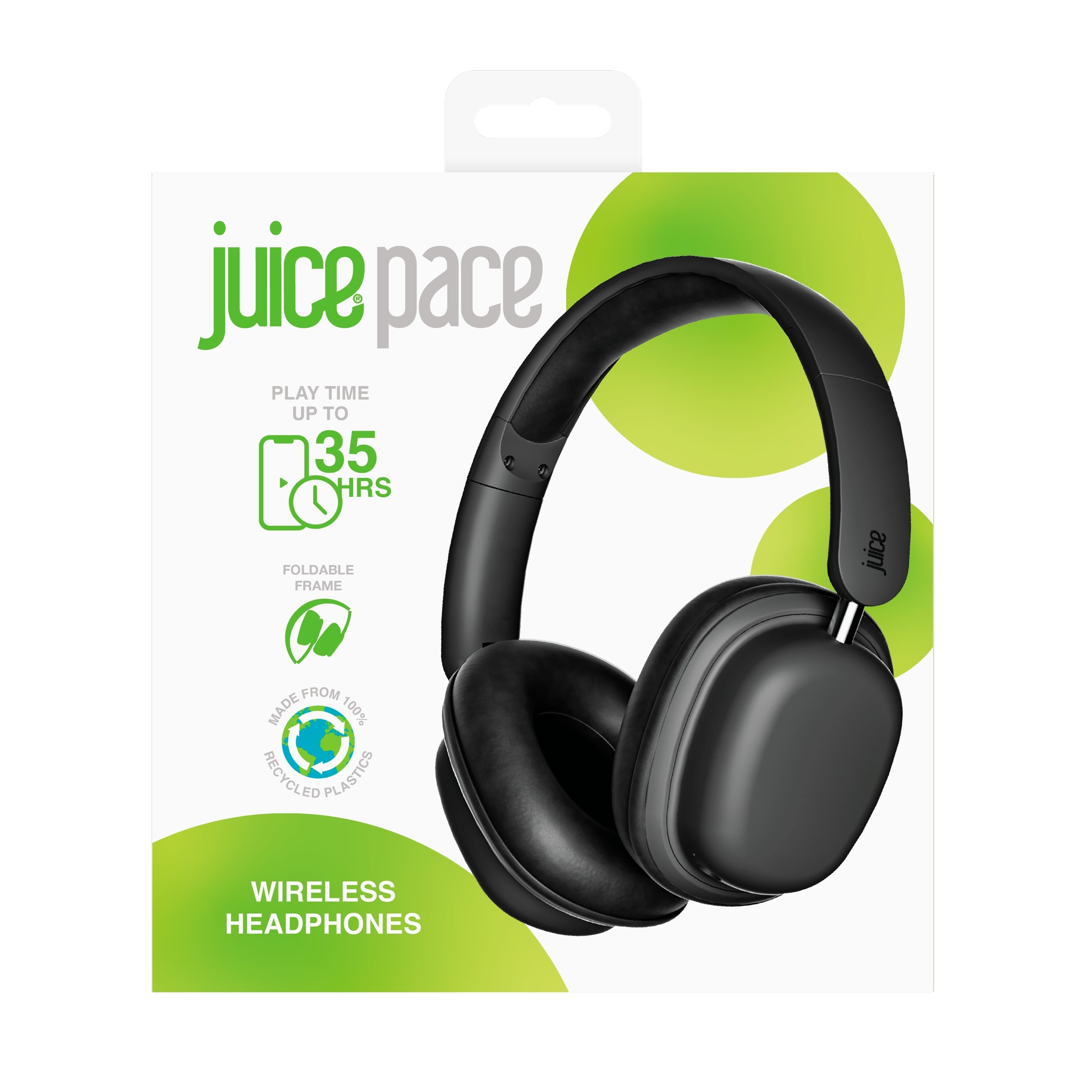 Juice Pace Wireless Bluetooth On Ear Headphones Black
