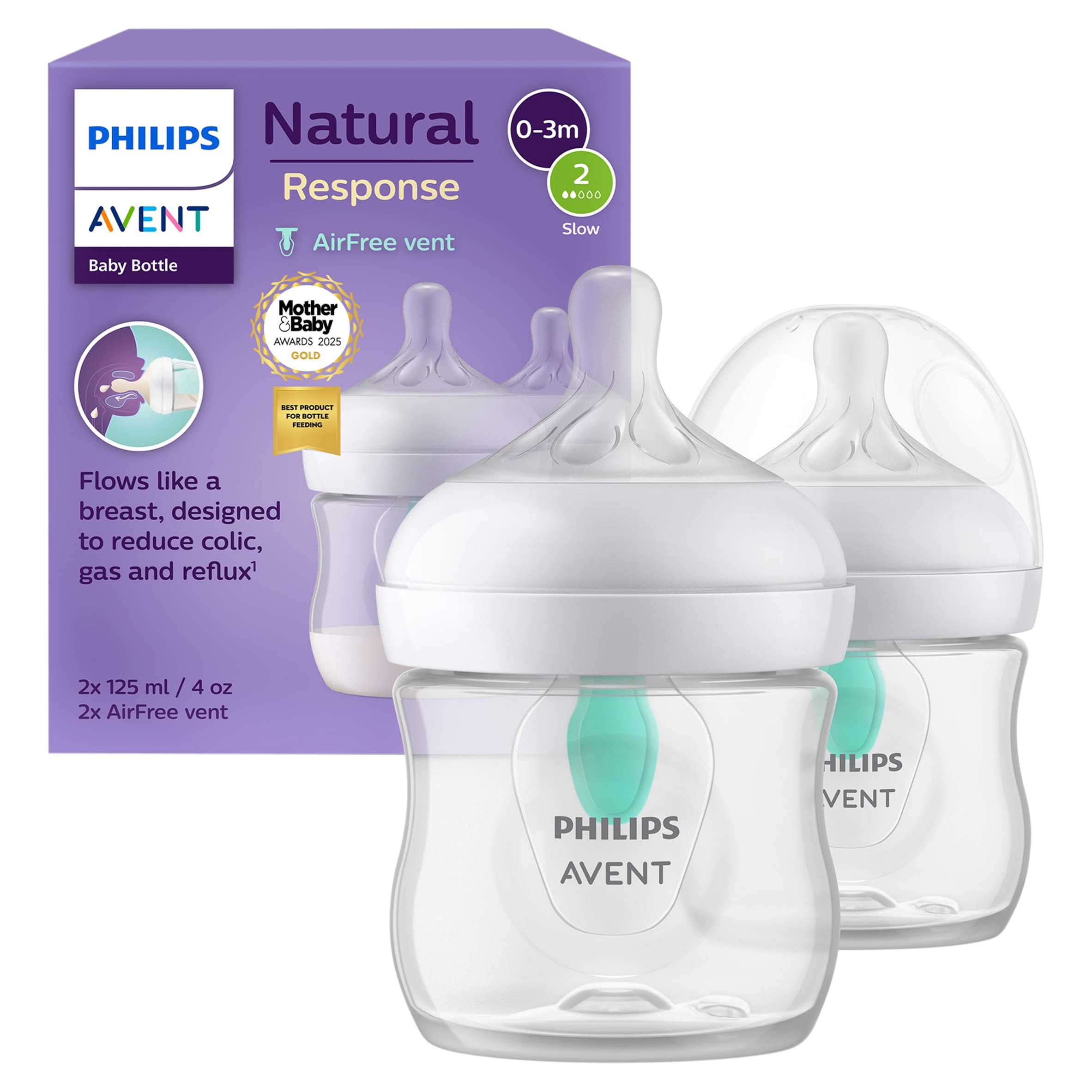 Philips Avent Natural Response Bottle AirFree Vent 0m+ 2 x 125ml