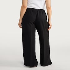F&F Elasticated Waist Wide Leg Trousers in Black thumbnail 4