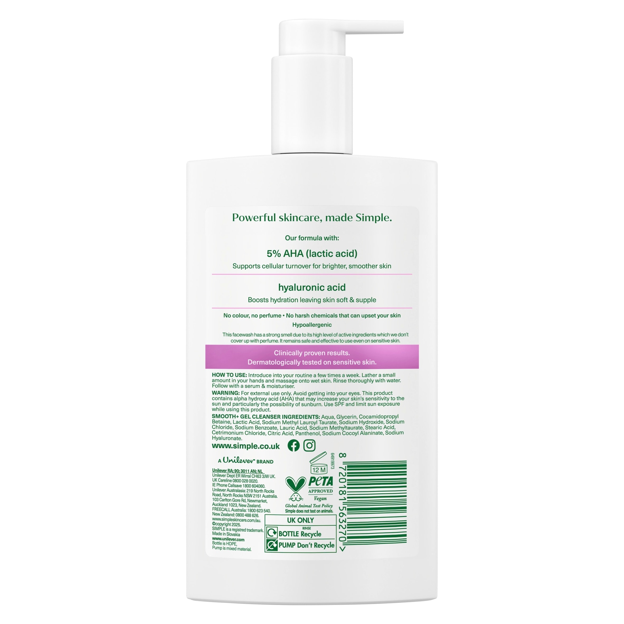 Simple Smoothing Gel Face Cleanser for Nourished Skin 240ml thumbnail 2