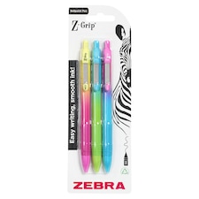 Zebra ZGrip Ombre Soft Touch Black RT Ball Pens 3pk