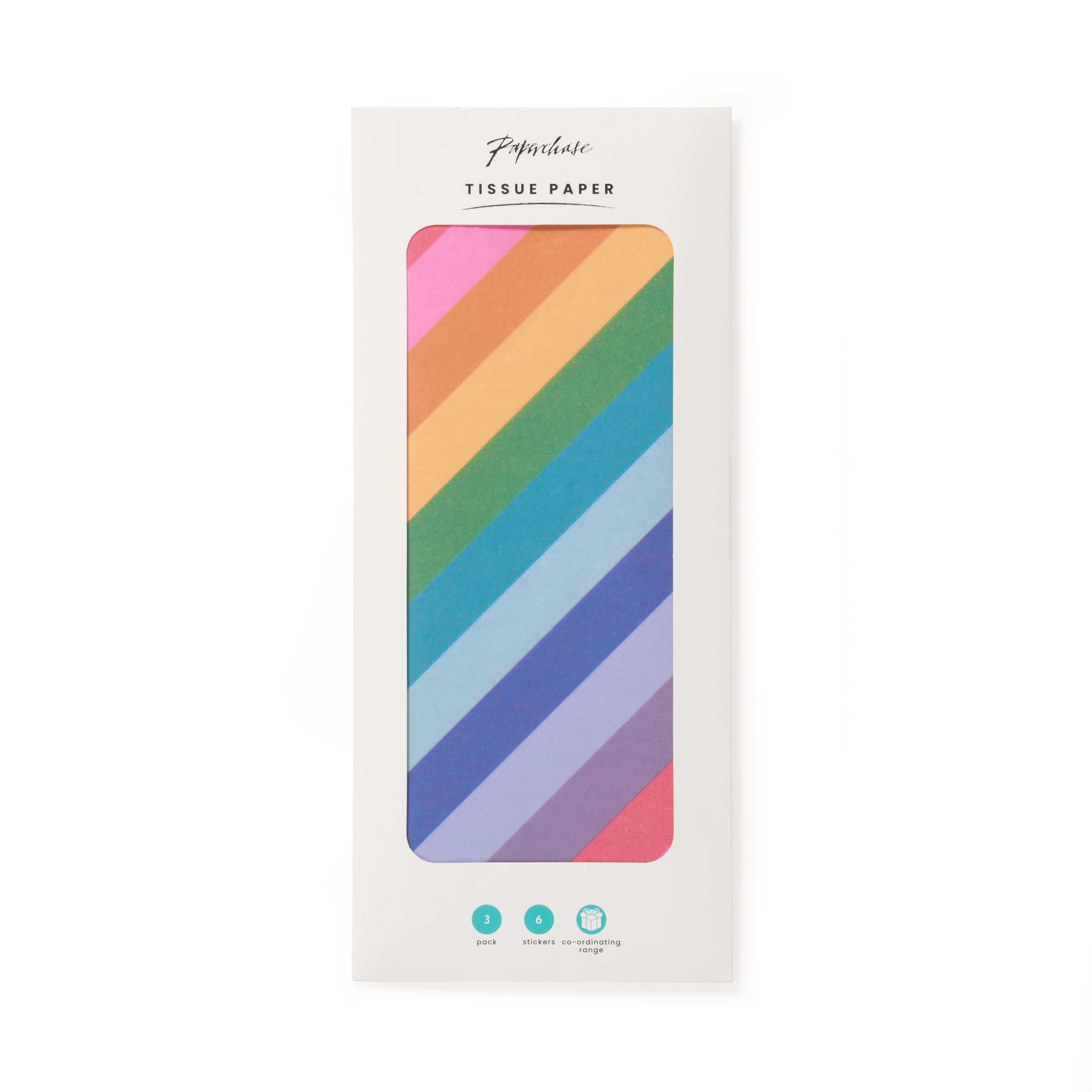 Paperchase Rainbow 3pk Tissue with stickers