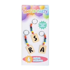 TIME TO PARTY INITIAL KEYRINGS 6PK