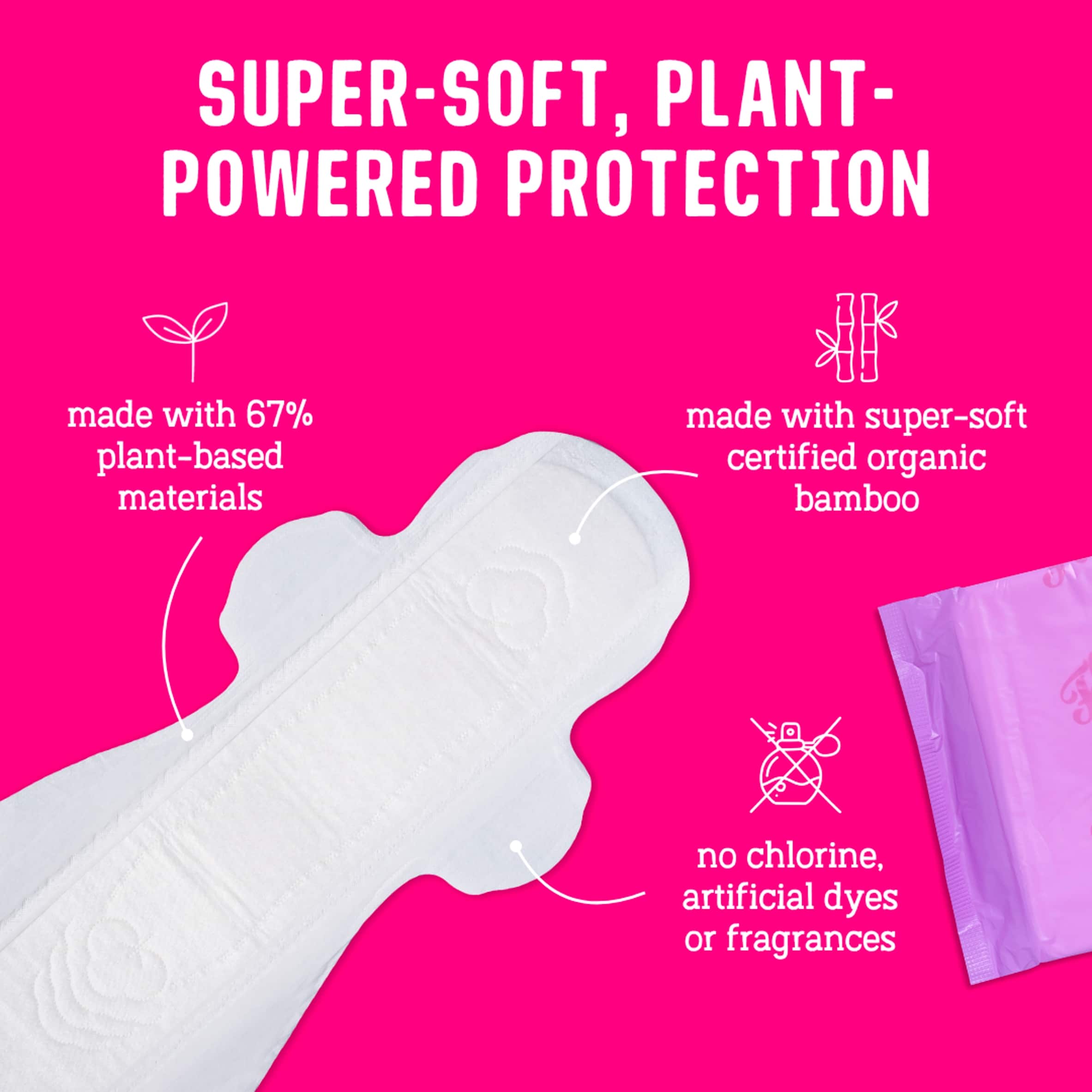 Flo Bamboo Extra Long Period Pads with Wings (10 Pads) thumbnail 3