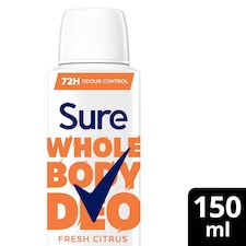Sure Women Fresh Citrus Whole Body Deodorant Spray 72h Odour Control 150ml