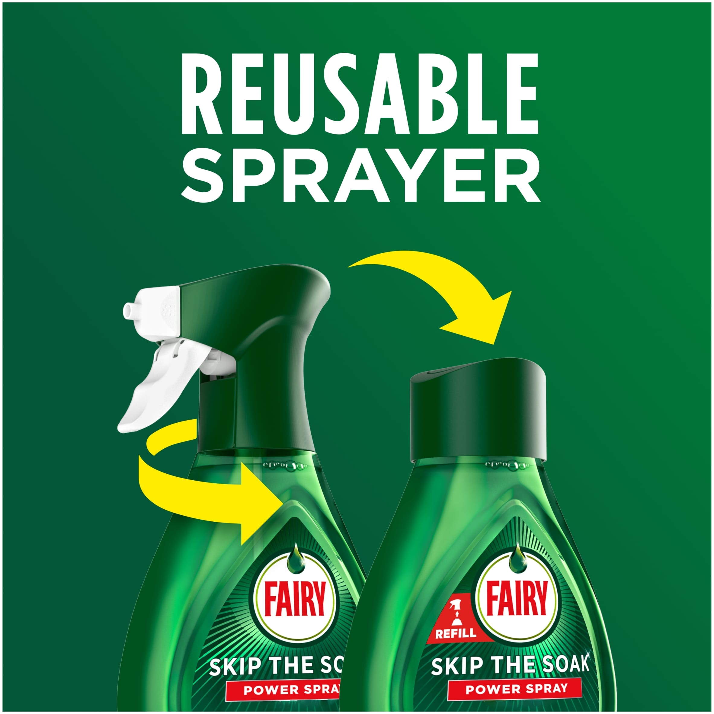 Fairy Skip The Soak Power Spray and Refill Lemon 2x500ml thumbnail 4