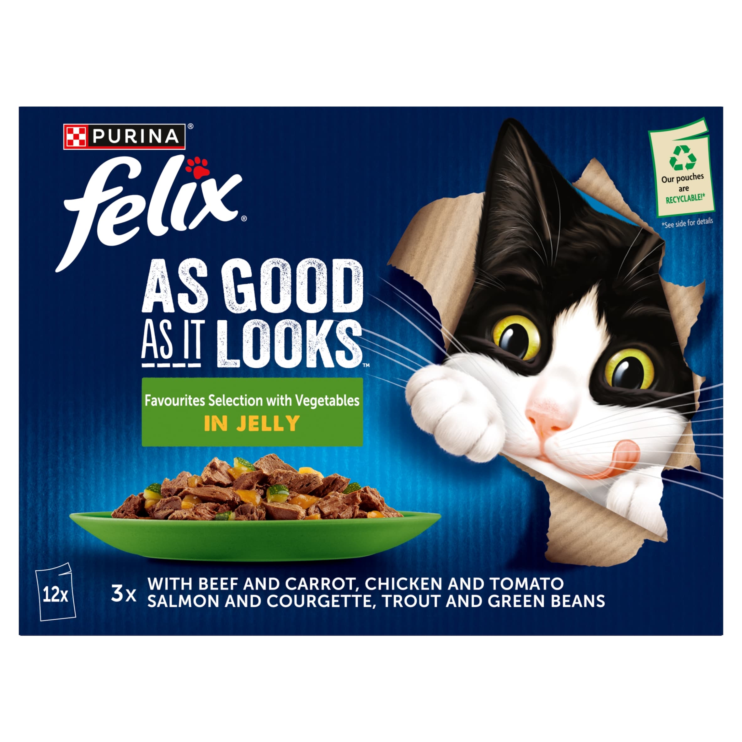FELIX As Good As it Looks Favourites with Veg in Jelly Wet Cat Food 12x85g thumbnail 2