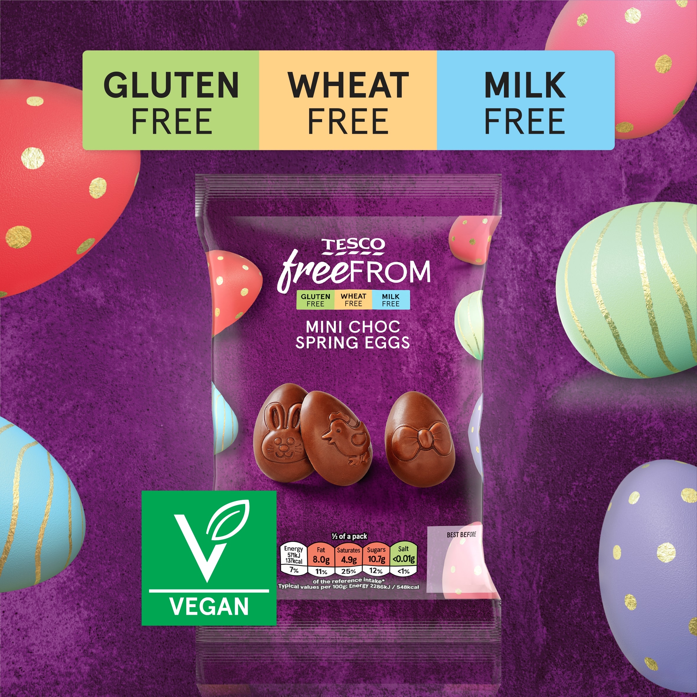 Tesco Free From Mini Choc Spring Eggs 50g thumbnail 2