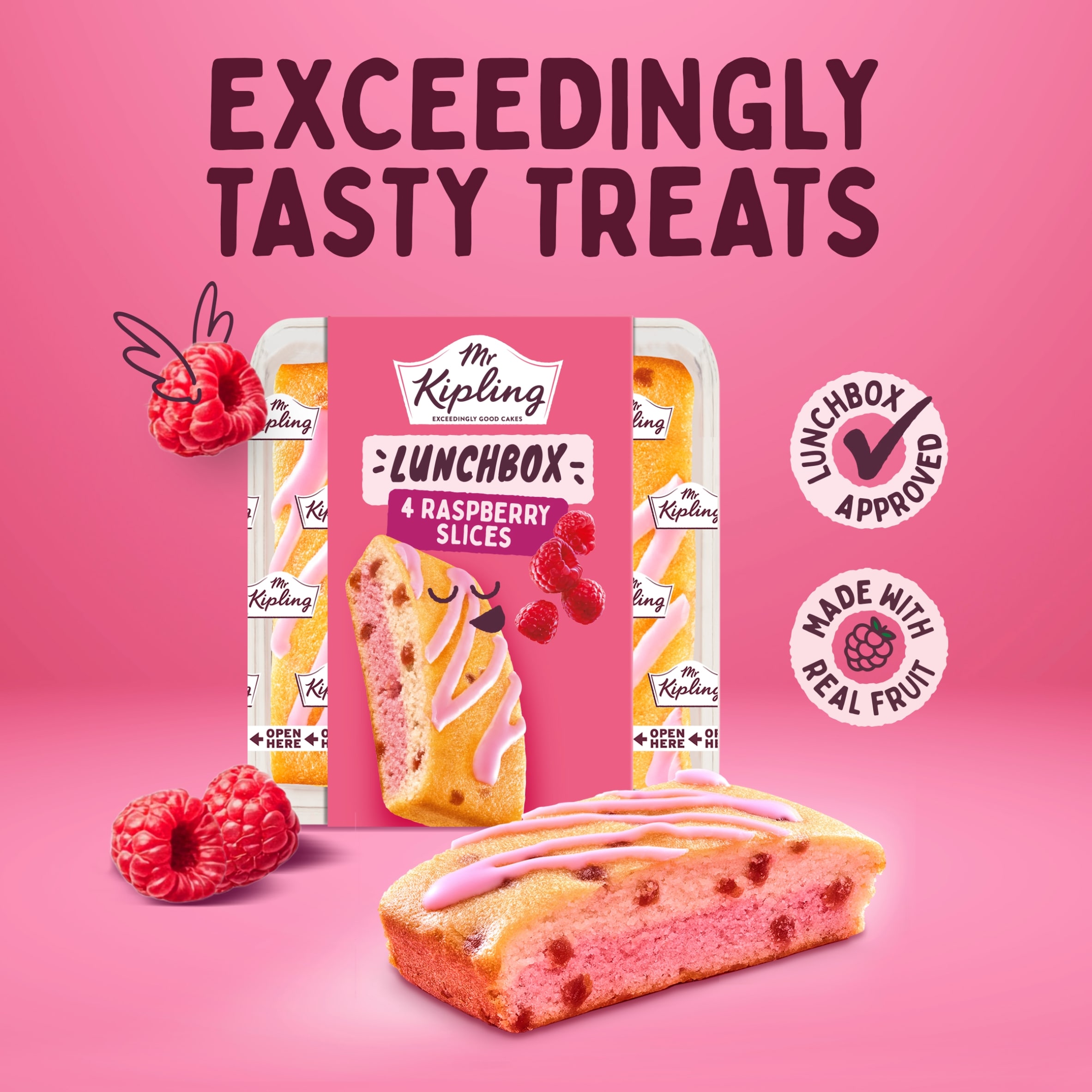 Mr Kipling Raspberry Lunchbox Cake Slices 4 pack thumbnail 3