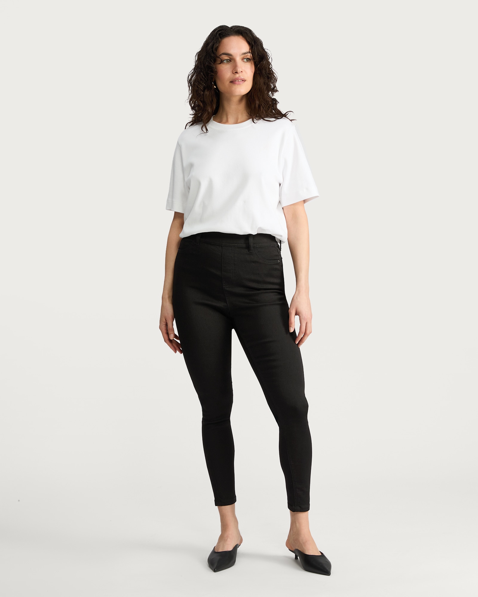 F&F Cotton Rich High Rise Jeggings in Black thumbnail 2