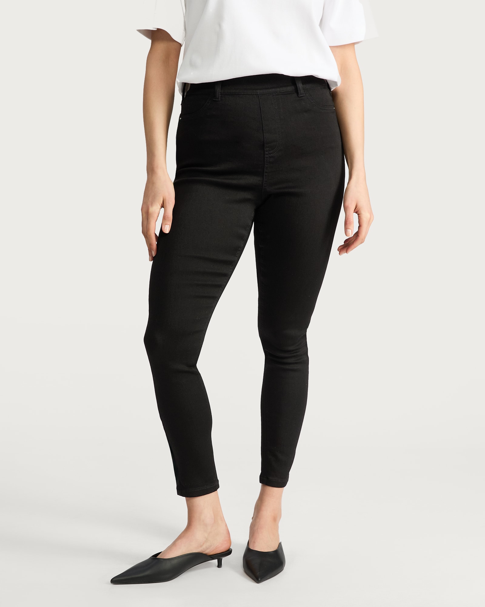 F&F Cotton Rich High Rise Jeggings in Black thumbnail 3
