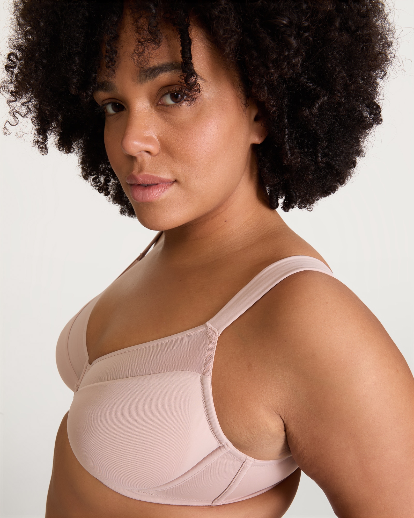 F&F Fuller Bust Mesh Panel Wired Full Cup Bra in Mink