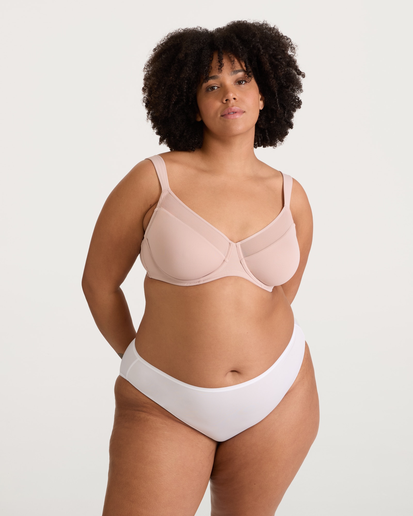 F&F Fuller Bust Mesh Panel Wired Full Cup Bra in Mink thumbnail 2