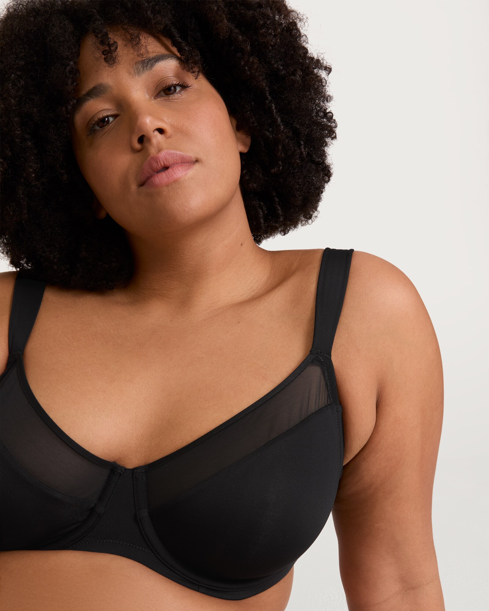 F&F Fuller Bust Mesh Panel Underwired Full Cup Bra in Black