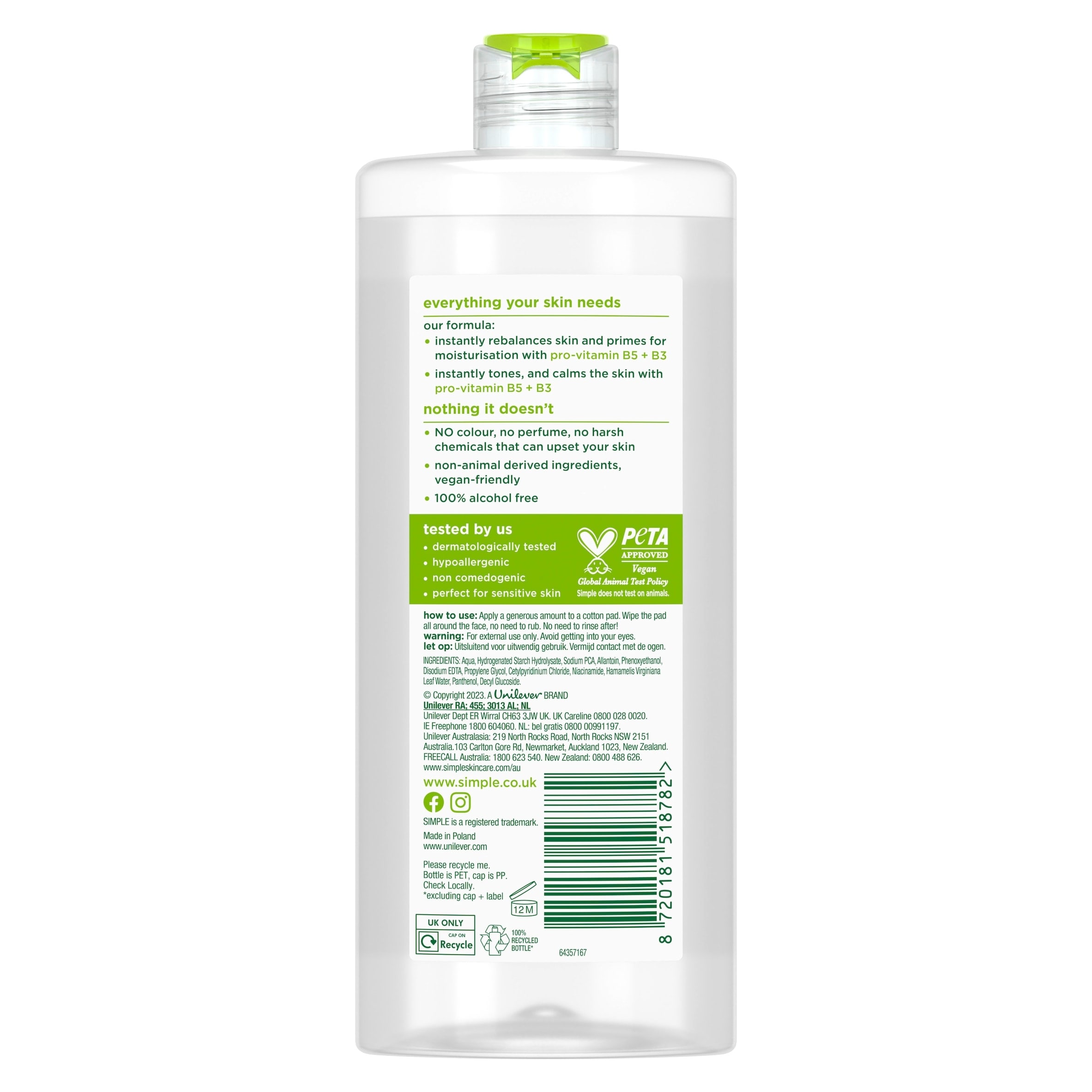 Simple Kind to Skin Soothing Toner 400ml thumbnail 2