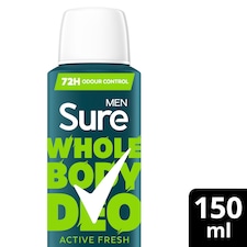 Sure Men Active Fresh Whole Body Deodorant Spray 72h Odour Control 150ml