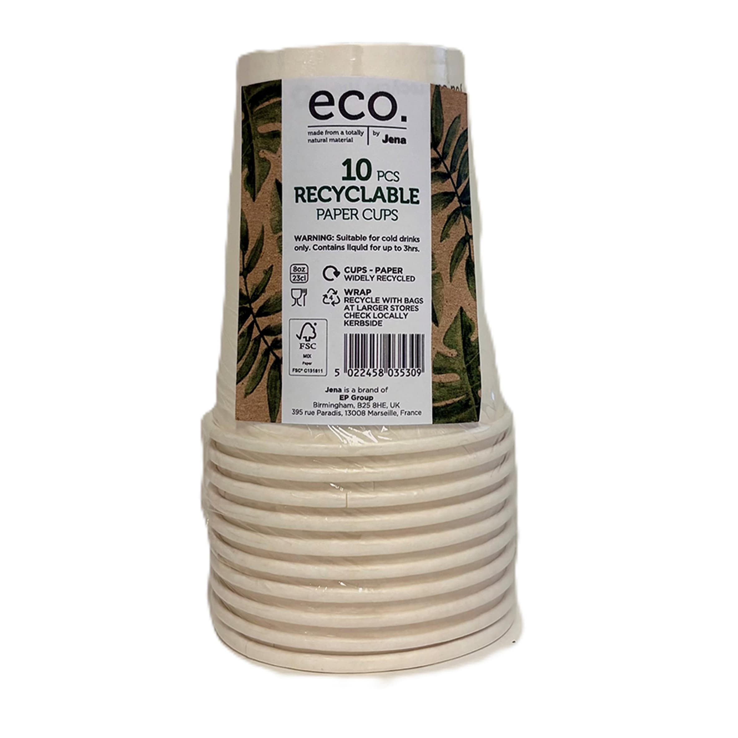 ECO PAPER RECYCLABLE CUPS 8OZ 10PK