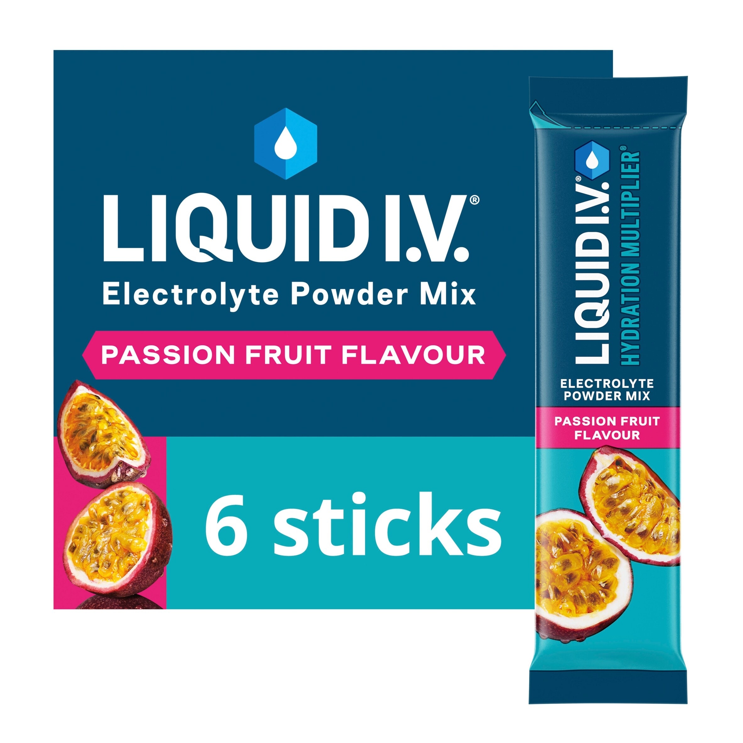 Liquid I.V. Hydration Multiplier Electrolyte Powder Mix Passion Fruit 6x16g