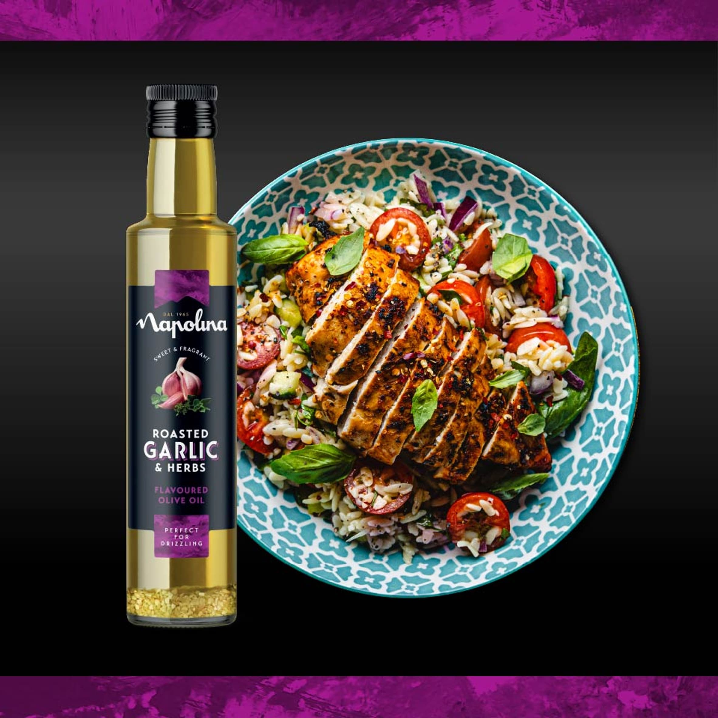 Napolina Roasted Garlic and Herbs Flavoured Olive Oil 250ml thumbnail 2