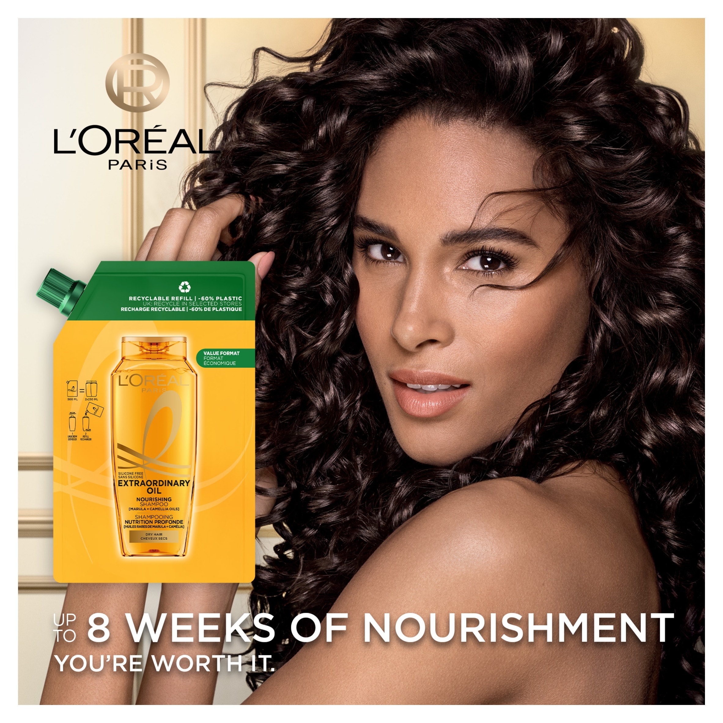 L'Oreal Extraordinary Oil Shampoo Refill 500Ml thumbnail 2