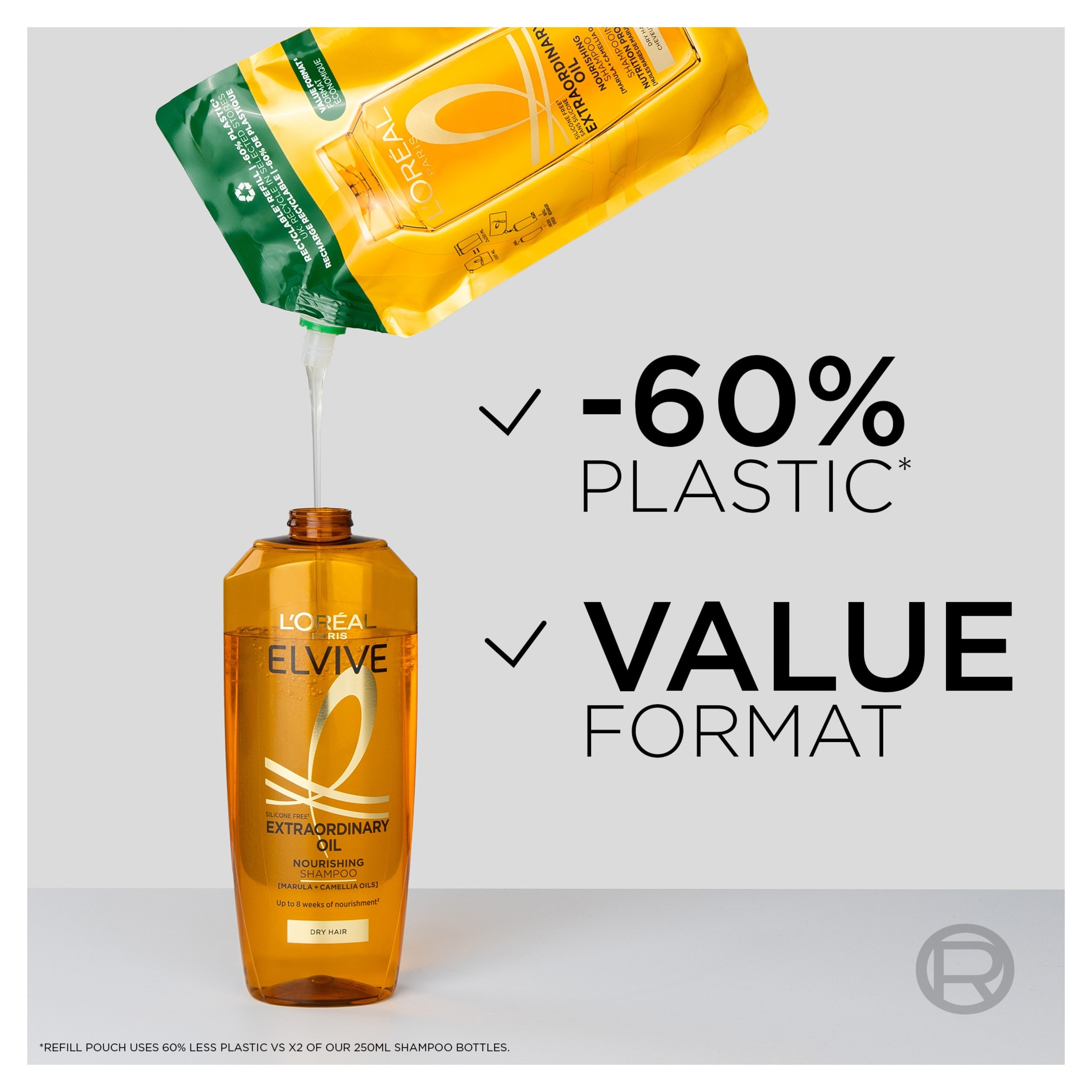 L'Oreal Extraordinary Oil Shampoo Refill 500Ml thumbnail 3