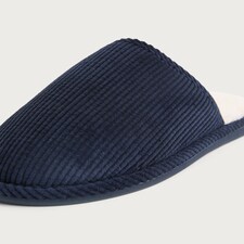 F&F Corduroy Mule Slippers in Navy thumbnail 3