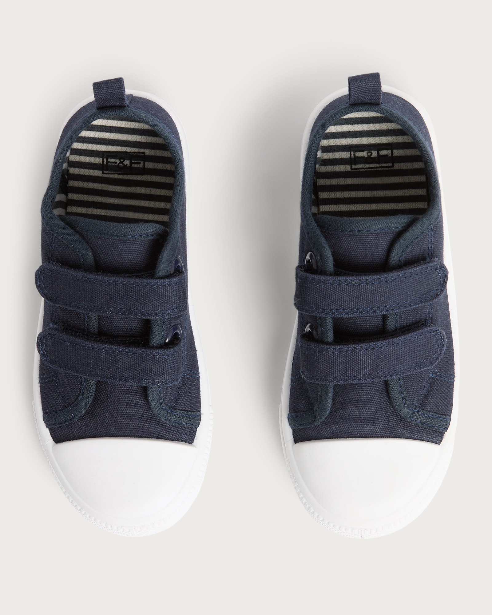 F&F Boys Double Strap Canvas Trainers in Navy thumbnail 2