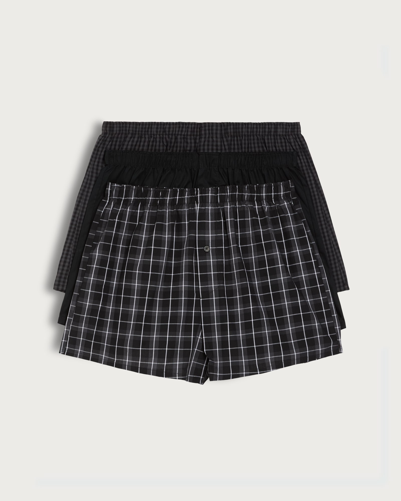 F&F 3-Pack Pure Cotton Checked Woven Boxers in Black