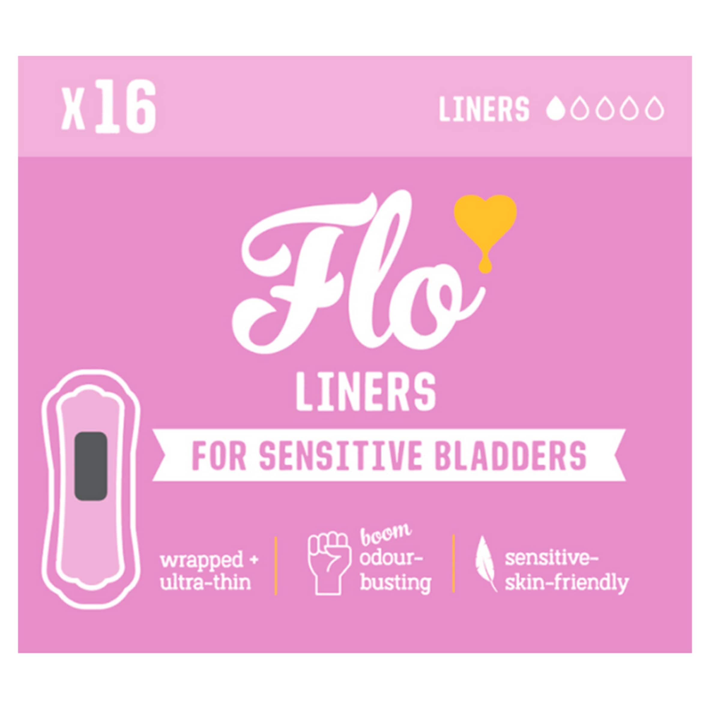 Flo Sensitive Bladder Bamboo Liners (16 Liners) - Discreet, Light Incontinence, Ultra-Thin + Hypoallergenic